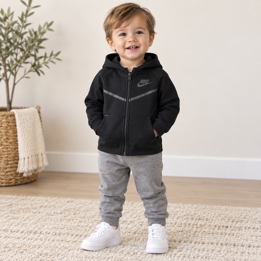 Nike Tech Fleece Full Zip Hoodie Boy 2T Blk Toddler Jacket Sweatshirt Athleisure